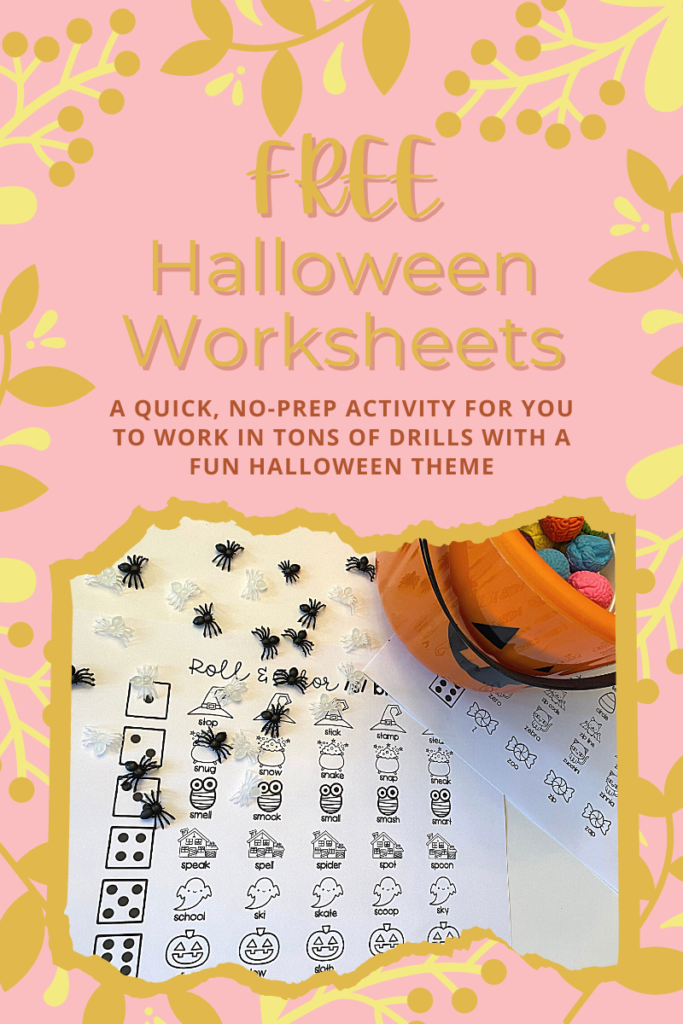 picture of examples of free Halloween speech therapy activities and worksheets