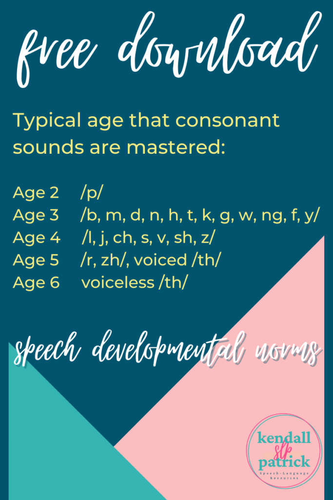 visual of speech developmental norms by age