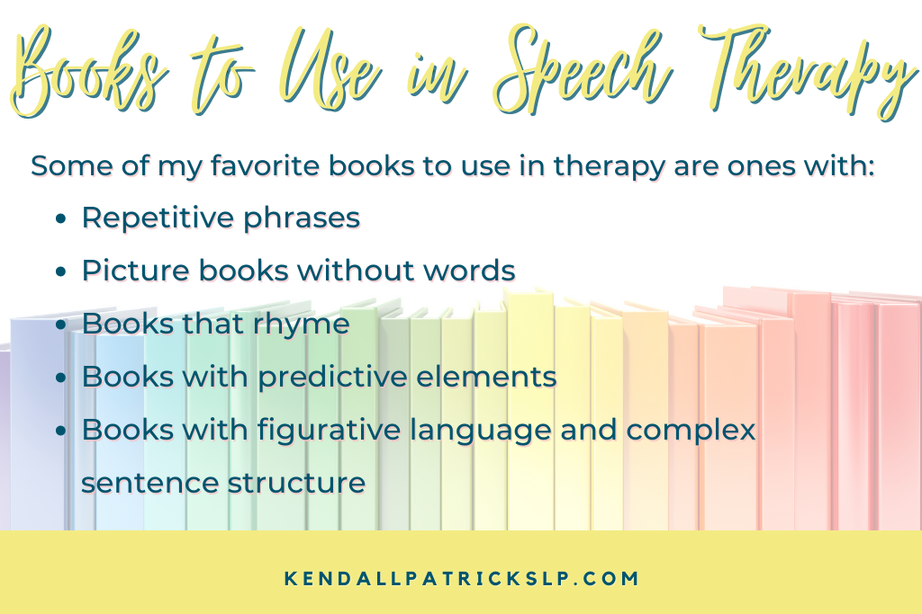 List of types of books to use in speech with colorful book background