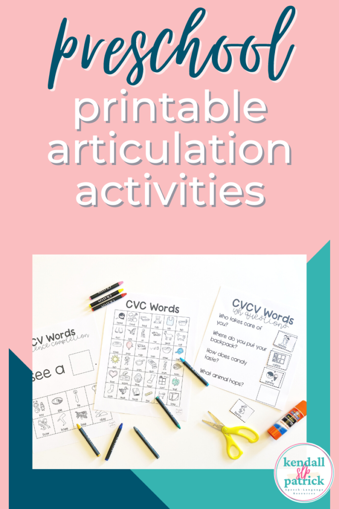Picture of Syllable Structure Printable Articulation Activities for Preschoolers