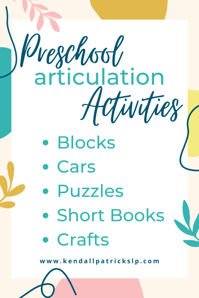 Preschool Articulation Activities list